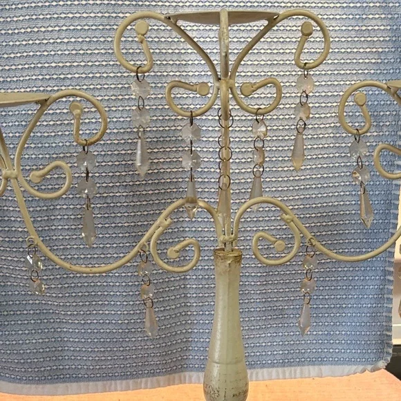 Elegant Cream Candelabra with Crystal Accents - Picture 5 of 8